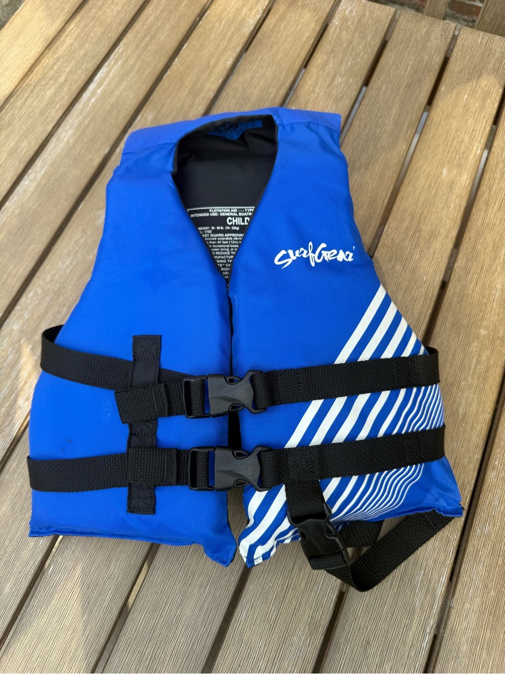 Surf Gear Child Life Jacket Blue US Coast Guard Approved 30-50 Lbs PFD